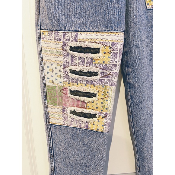 RARE Vintage Get Used! by Ellie Patchwork High-Waist 90’s Denim Jeans size 28 - Picture 4 of 8